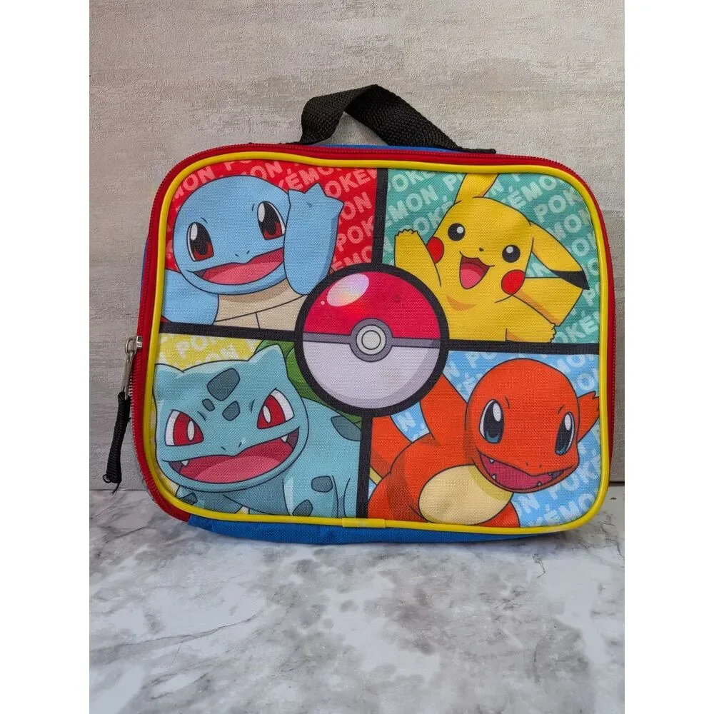 Pokémon Lunch Box Pikachu Squirtle Bulbasaur Charmander Blue Insulated Bag
